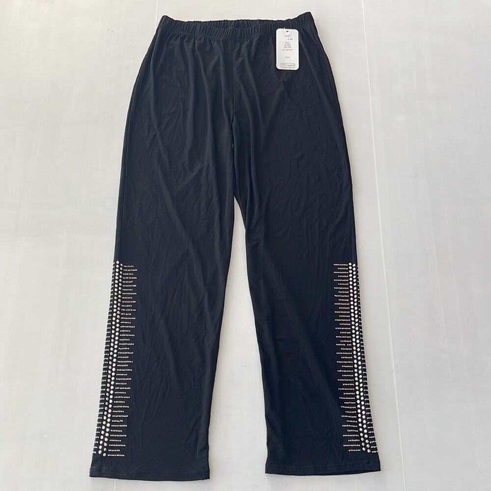 NEW (Magna Fashion) Black Straight Leg w Accents Leggings Pant F-36 SIZE 22/24